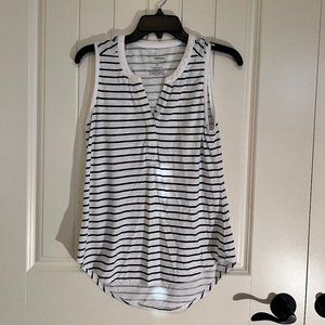 Sonoma White and Blue Striped Henley Tank
